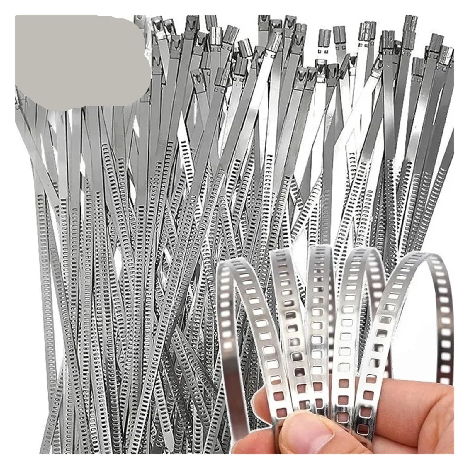 Violdhhjk 5X400mm Stainless Steel Metal Cable Tiemetal Zip Ties Stainless Steel Cables Ties Self Locking Heavy Duty Ties Multi-Purpose Garden Wooden Stake Fastening Tie Home Storage Supplies(,100Pcs)