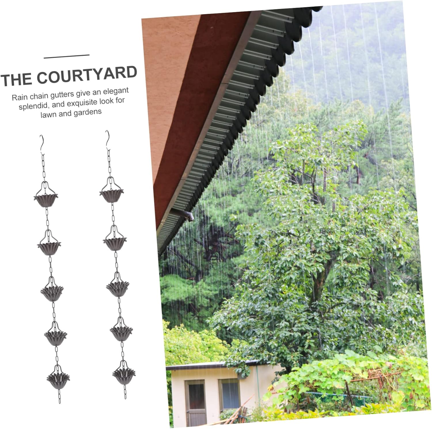 Aluminum Alloy Decorative Rain Chain for Gutters Elegant Water Diverter for Gardens and Homes Durable Design with Unique Cups Easy Installation for Rainwater Management