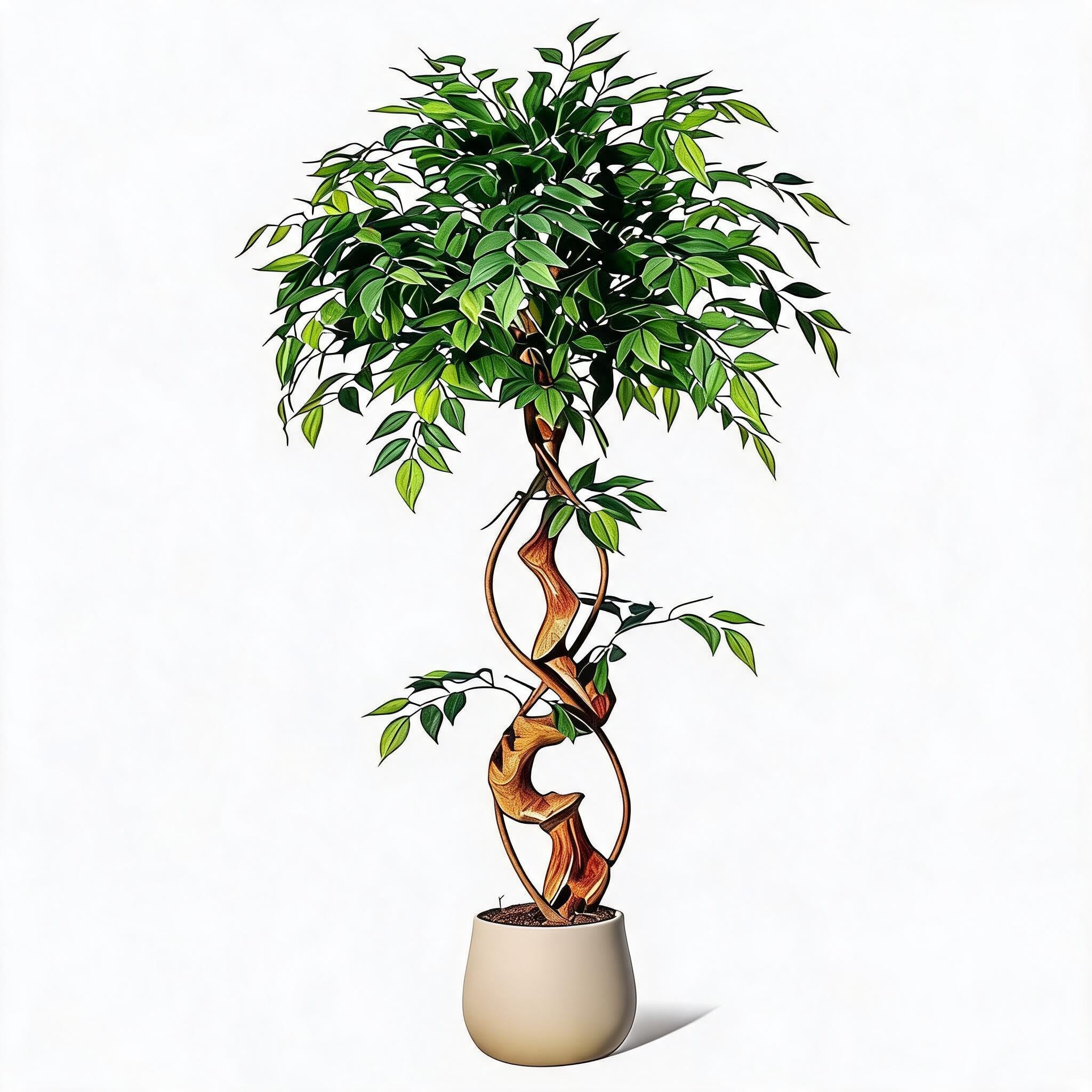 Kunstpflanze Groß Ficusbaum 120cm Mit Weiß Topf | Künstliche Pflanzen Groß Wie Echt, dichtes Laub, umweltfreundlich,für Wohnzimmer, Schlafzimmer, Büro, Garten