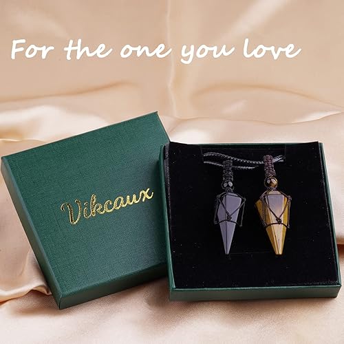 Miniatura 6 de Collar de cristal curativo Reiki con 6 facetas puntiagudas con cuerda ajustable, collares de piedras preciosas de cuarzo natural, joyería para