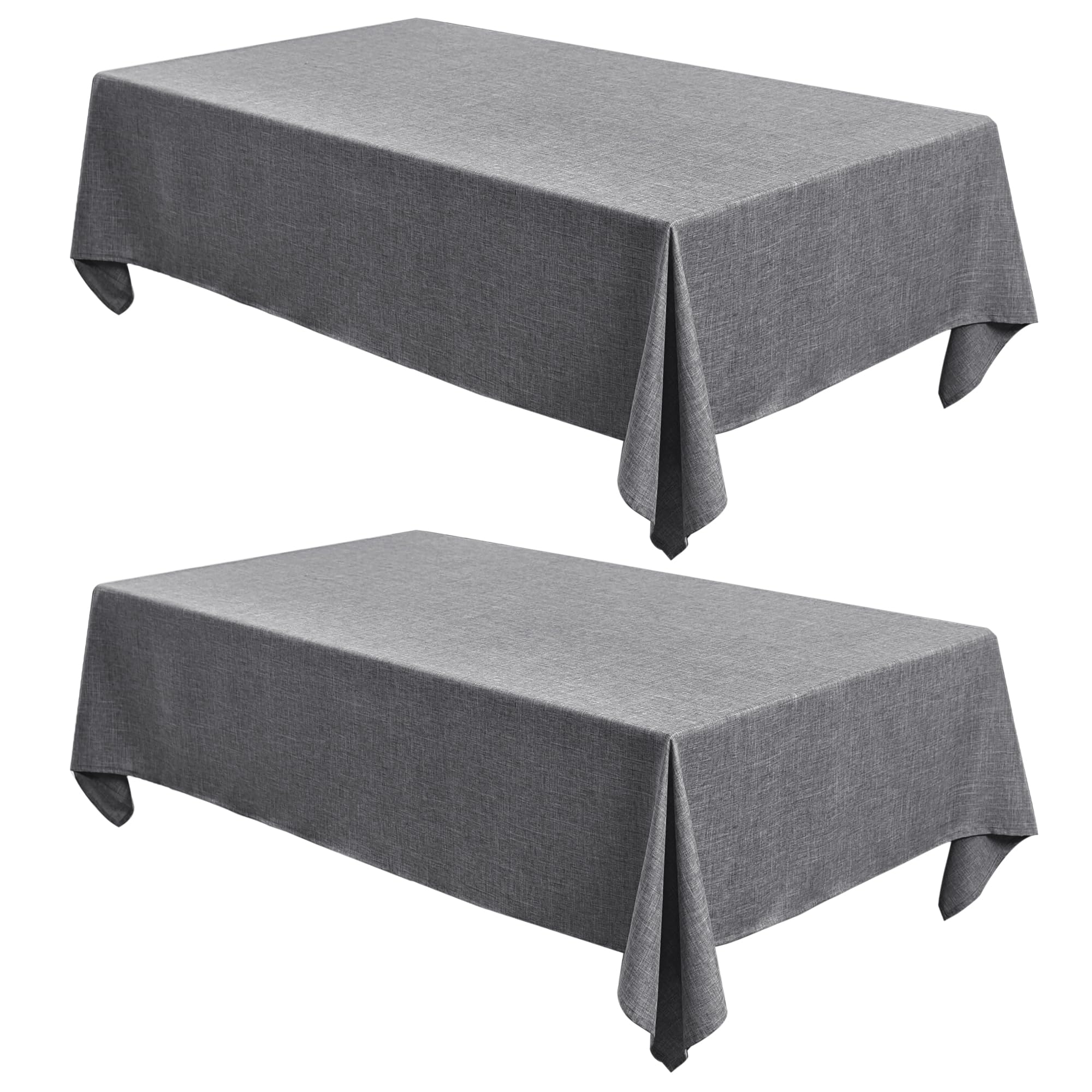 Photo 1 of Fitable Faux Linen Rectangle Tablecloths 2 Pack, Faux Burlap Neutral Fabric Table Clothes for 6 Foot Tables, Rustic Table Covers for Kitchen Dining, Party, Farmhouse (Dark Grey, 54 x 108 Inch) 54"x108" | 2 Pack Dark Grey