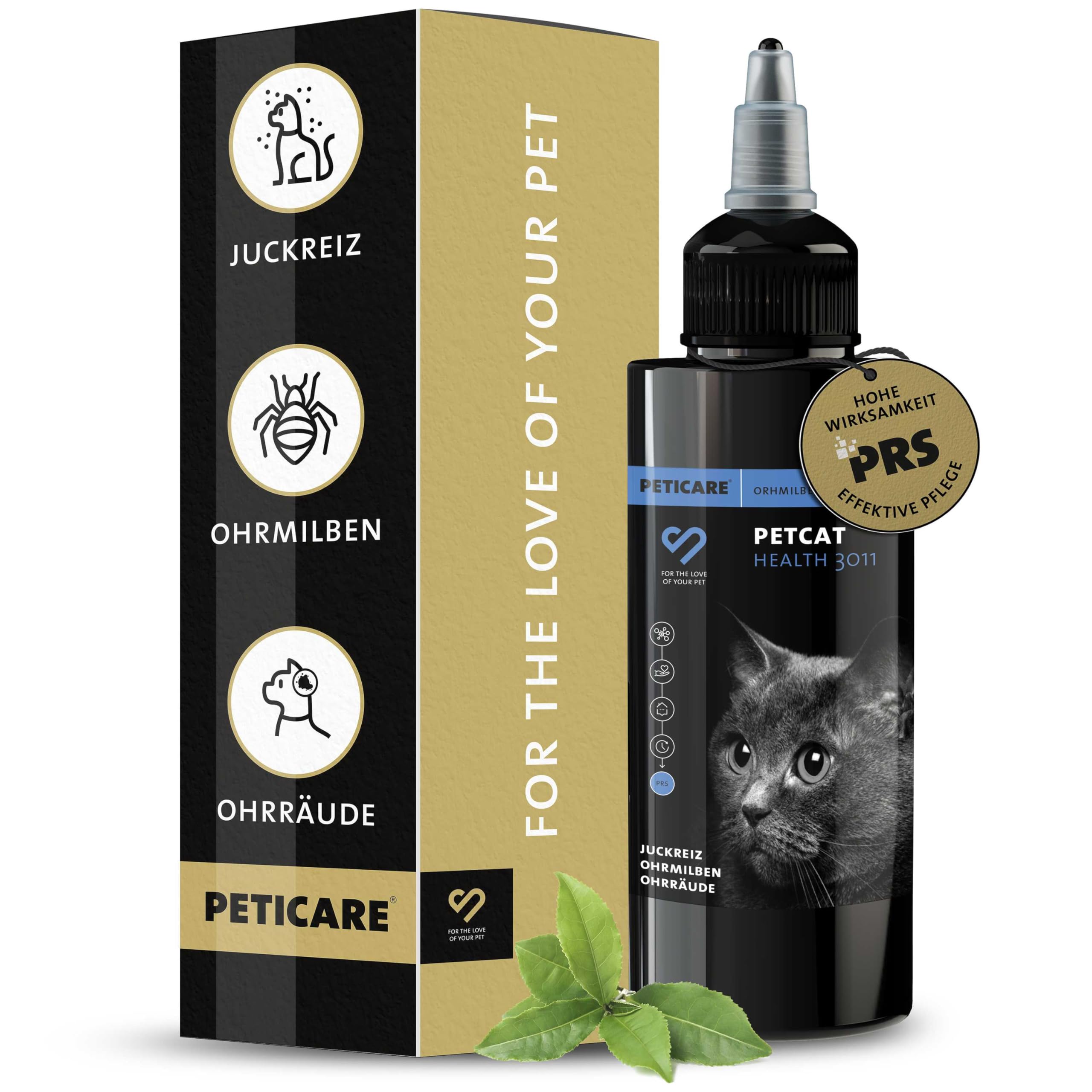 Peticare Anti-Parasiten Mittel für Katzen-Ohren | Gegen Ohrmilben Räude Pilze | lindert Juckreiz & fördert Regenerationsprozess | einzigartiges PRS® System für Lange Wirkung - petCat Health 3011