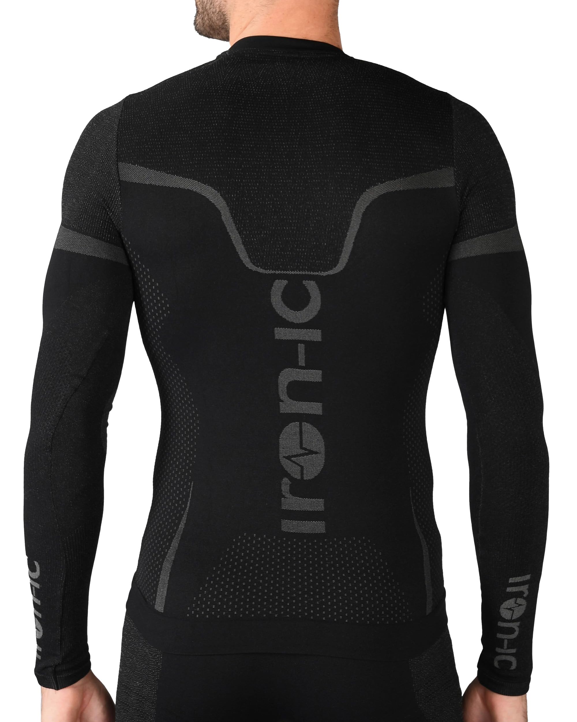 Iron-Ic - T-Shirt Uomo Maniche Lunghe Thermic Seamless Leggera e Traspirante con Zone Ventilate - Fitting Slim Compression - Art. 201658