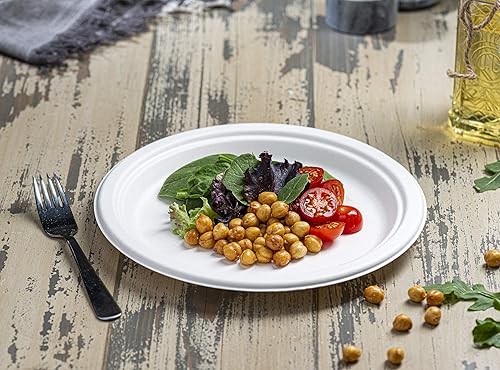 Miniatura 3 de Enviroware Platos blancos 100% compostables (125 unidades, 9 pulgadas) hechos de fibra de caña de azúcar 100% natural  Platos ecológicos