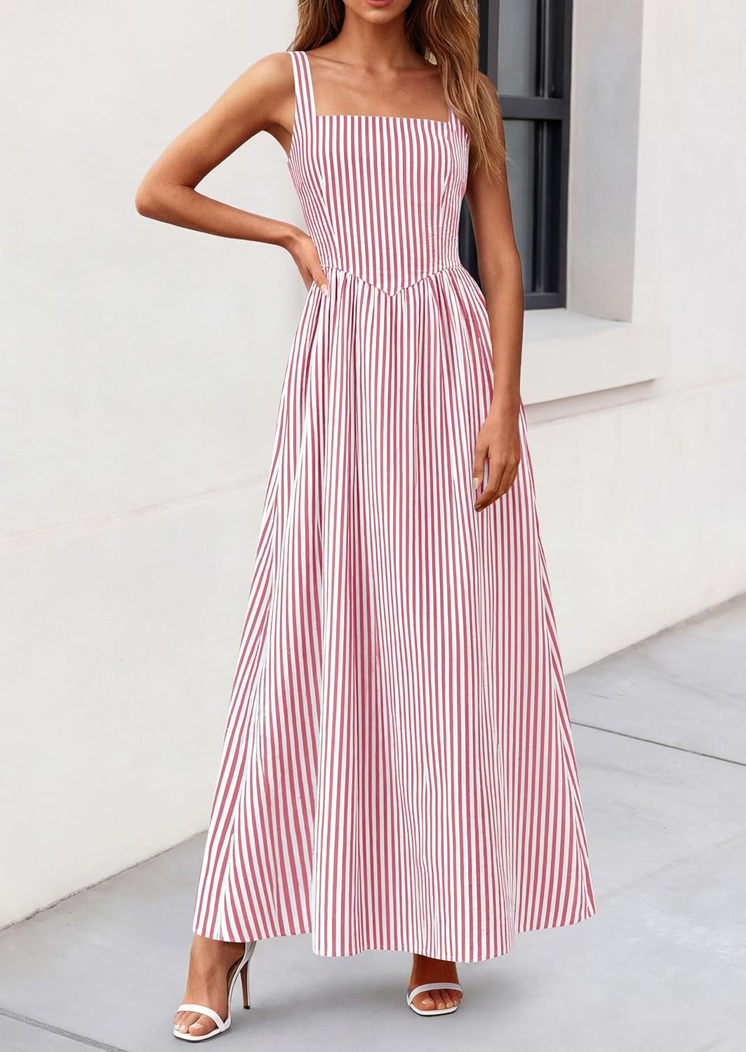 PRETTYGARDEN Women's Maxi Dress Summer Striped Sundress 2026 Spring Smocked A Line Long Flowy Beach Vacation Party Dresses - Image 3