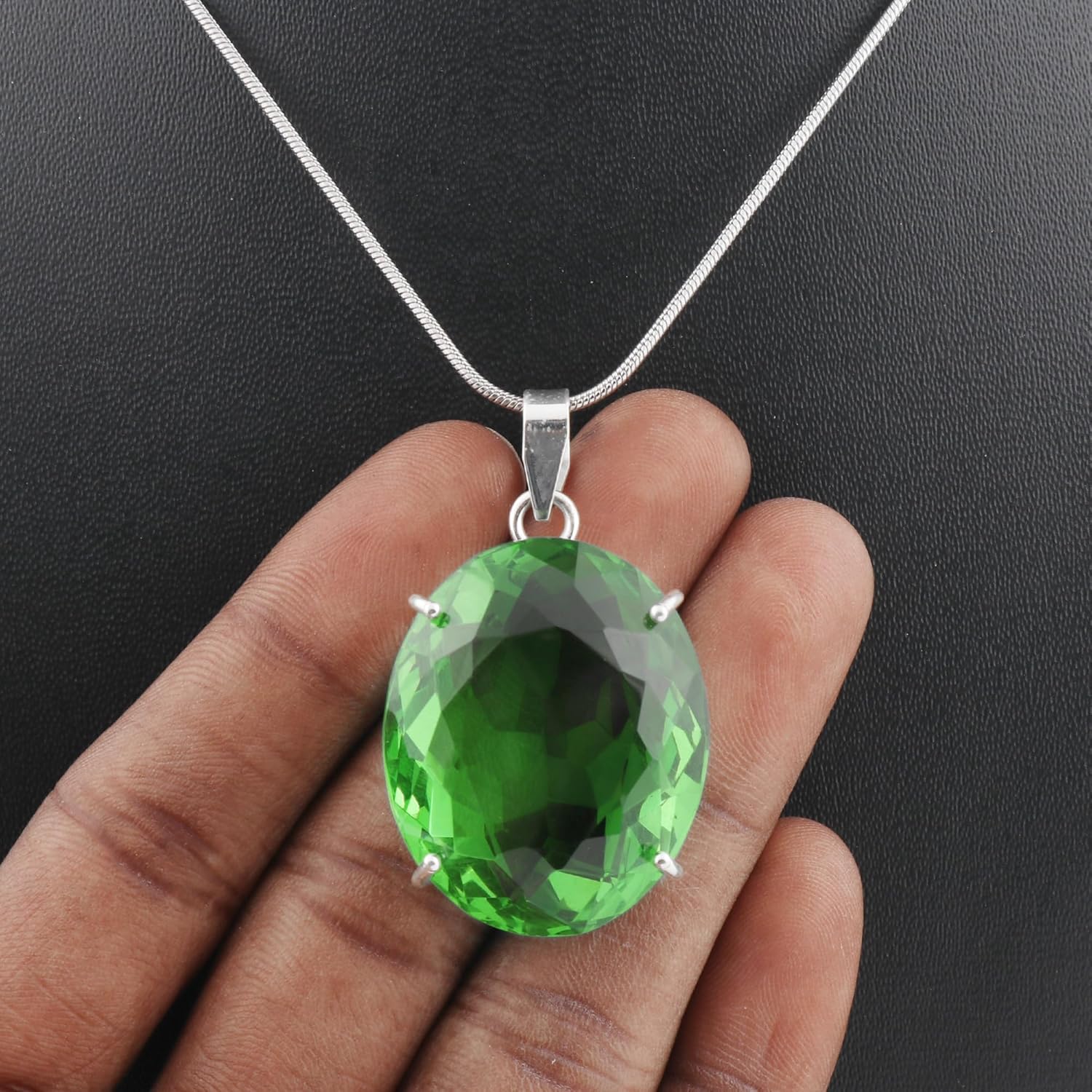 GEMHUB Silver Pendant 86.45-133.4 Carats Gemstone Necklace 925 Sterling Silver for Men & Women | Silver Jewelry