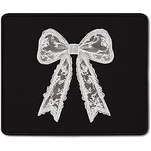 Coquette Lace Bow Print Mouse Pad,Black and White Lace Bow Print Mouse Pads for Desk Dorm Home Office Computers Laptop,Trendy Preppy Girly Office Supplies Desk Accessories, 9.5x7.9 Inch,J014
