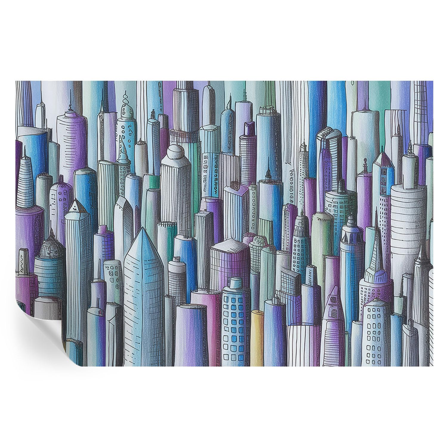 Revestimiento de pared autoadhesivo de rascacielos lavable y práctico