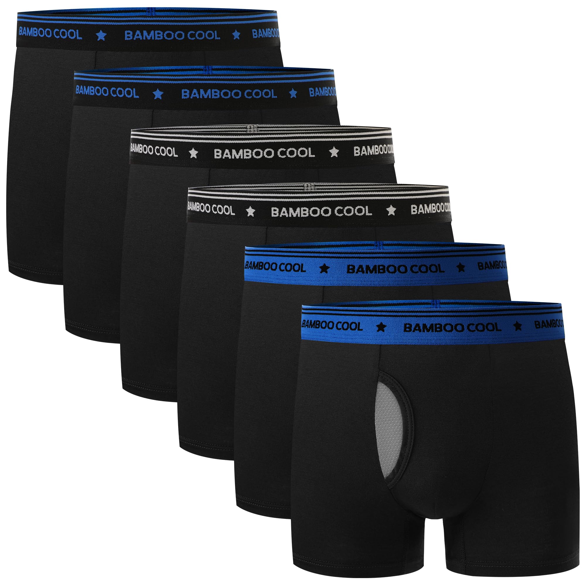 BAMBOO COOL Boys Underwear Boxer Briefs for Boy Breathable Mesh Fly Zone Moisture-Wicking 6 Pack