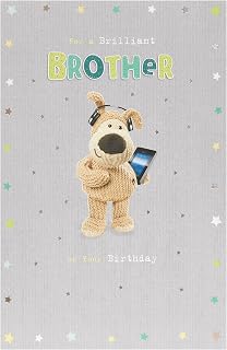 Boofle Birthday Card for Brother with Envelope - Cute Design with Boofle with iPad and Headphones