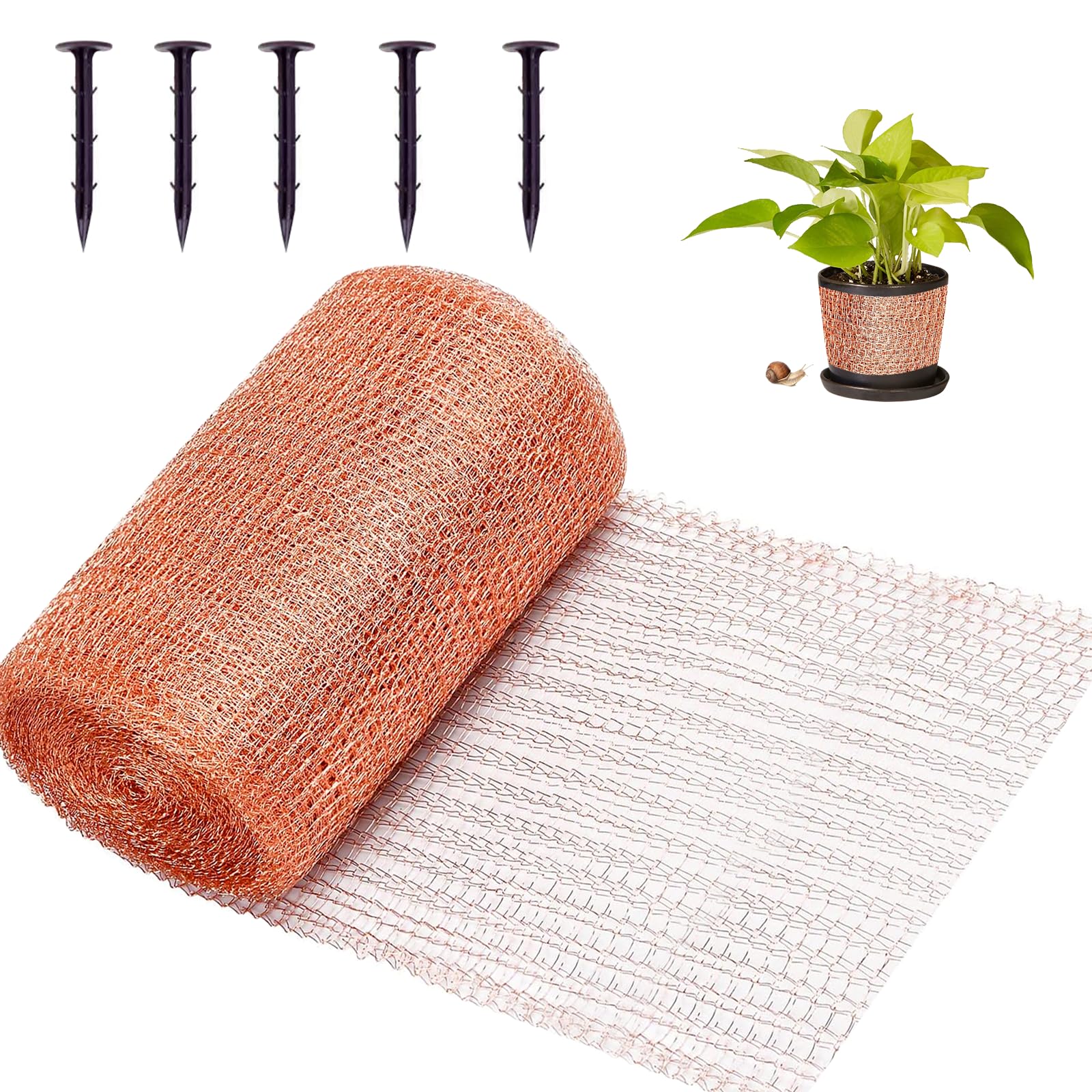 SUFANG Anti Snail Fence Copper Net, 12.7 cm x 6 m Copper Tape Against Snails Raised Bed, Snail Fence, Copper Mesh, Pure Copper Mesh Roll, Plant Protection for Home and Garden