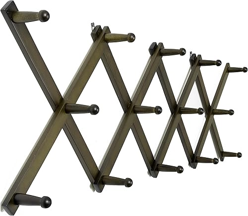 WEBI Perchero de pared de acordeón para pared, perchero de madera expandible montado en la pared, gancho de acordeón para sombreros, gorras, 14