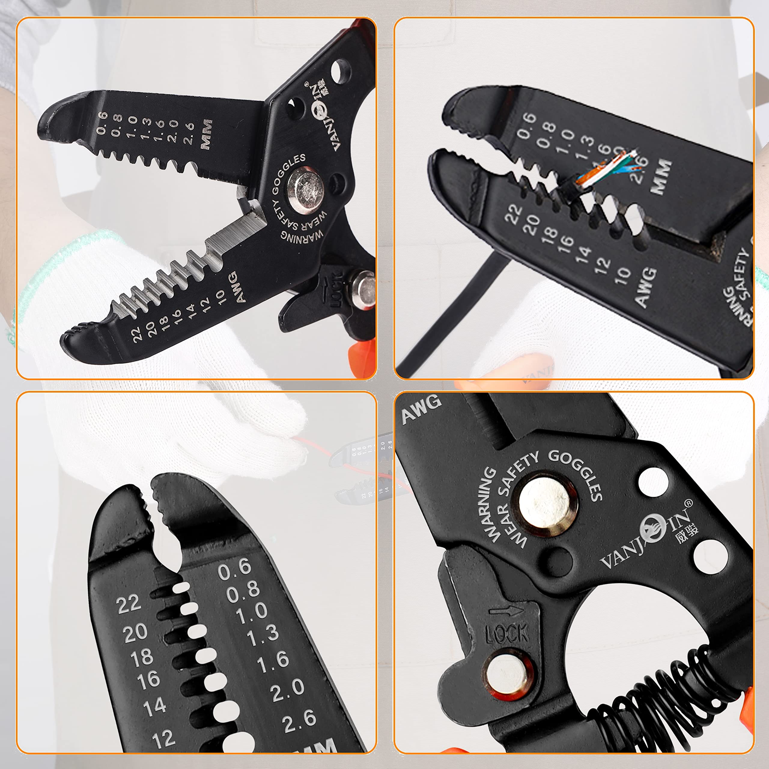 Ingco 8.5 Inch Industrial Multi-Function Wire Stripper Pliers HWSP851