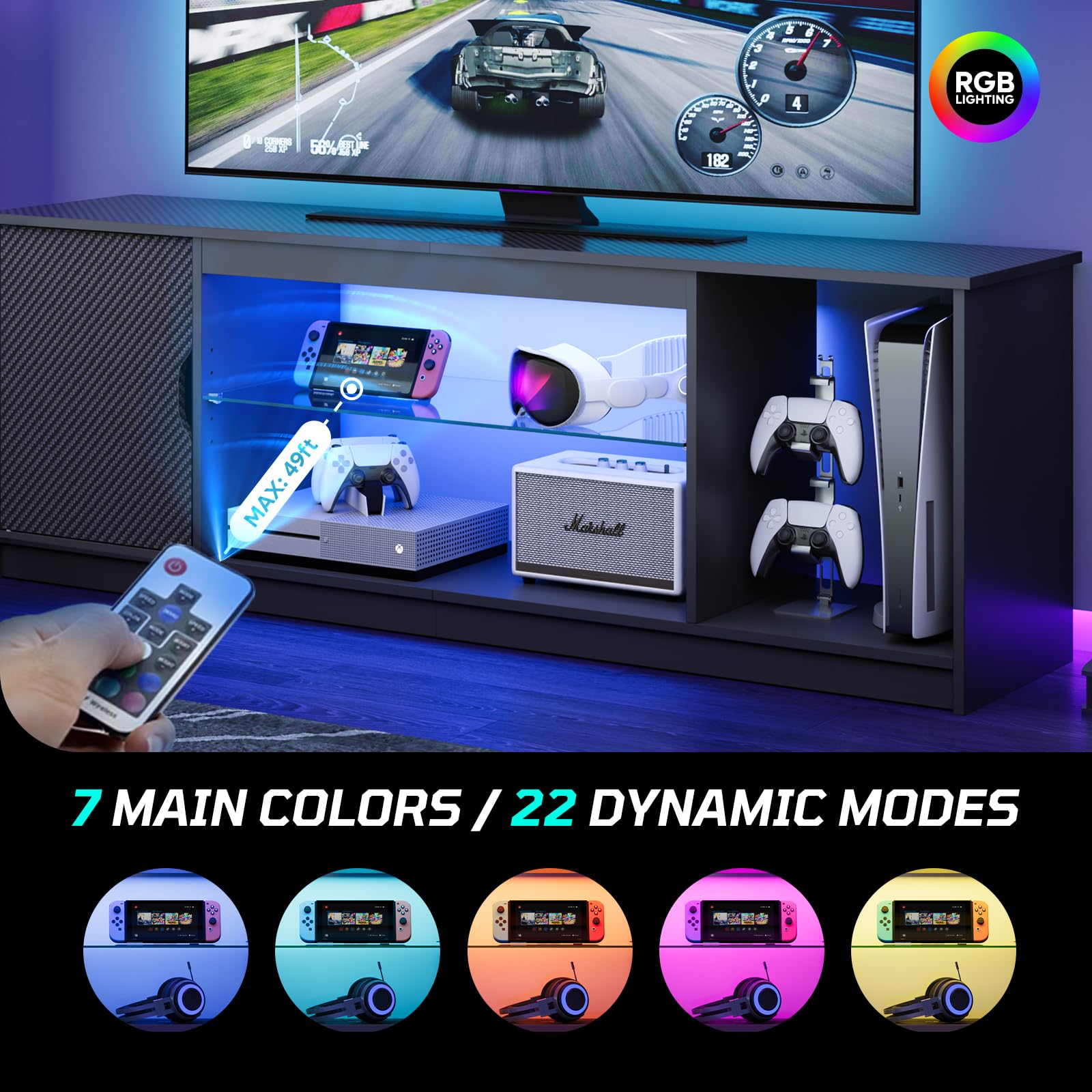 Amazon｜Bestier LED TVスタンド 55/60/65インチテレビ用