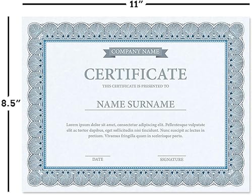 Miniatura 3 de Elite - Papeles de certificado de pergamino azul y azul paquete de 100 compatibles con impresoras láser y de inyección de tinta para oficina premios