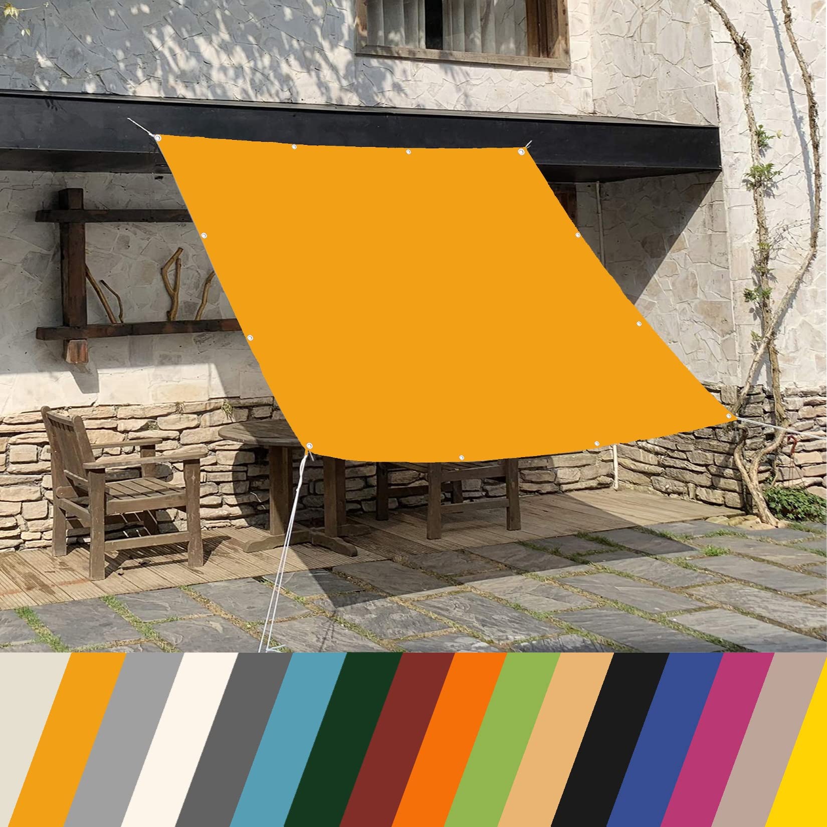 GJZQDKX Rectangular Sun Shade Sail 4.5x10M - UV Protection for Garden, Balcony & Patio - Outdoor Wind and Sun Protection - Golden Color
