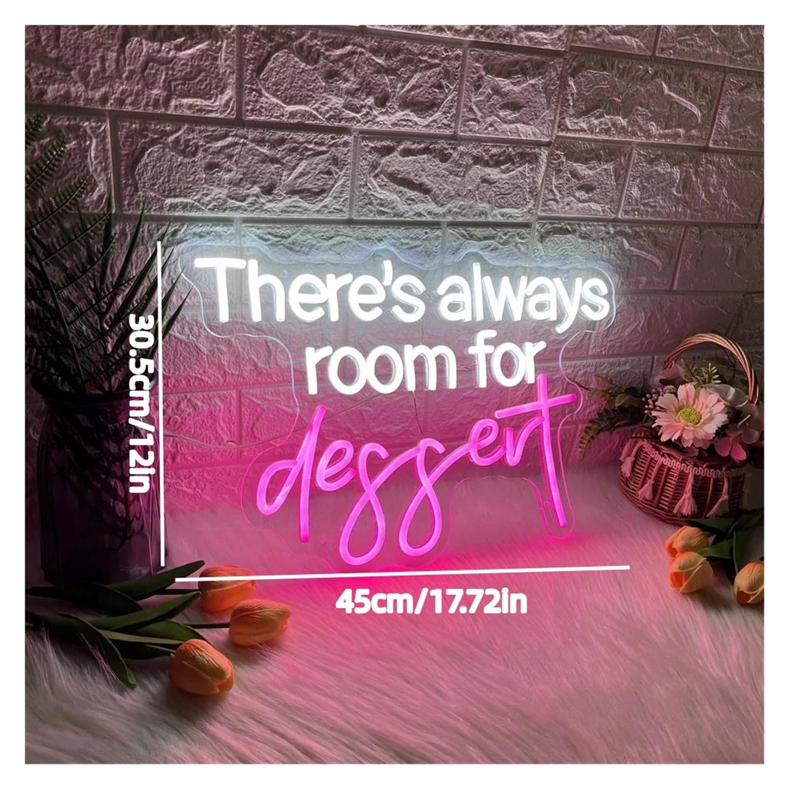 Decoración Lámparas There's Always Room For Dessert Letrero De Neón Luz LED Regulable Para Pastelería Restaurante Postres Café Decoración De Pared 17.72inx12in