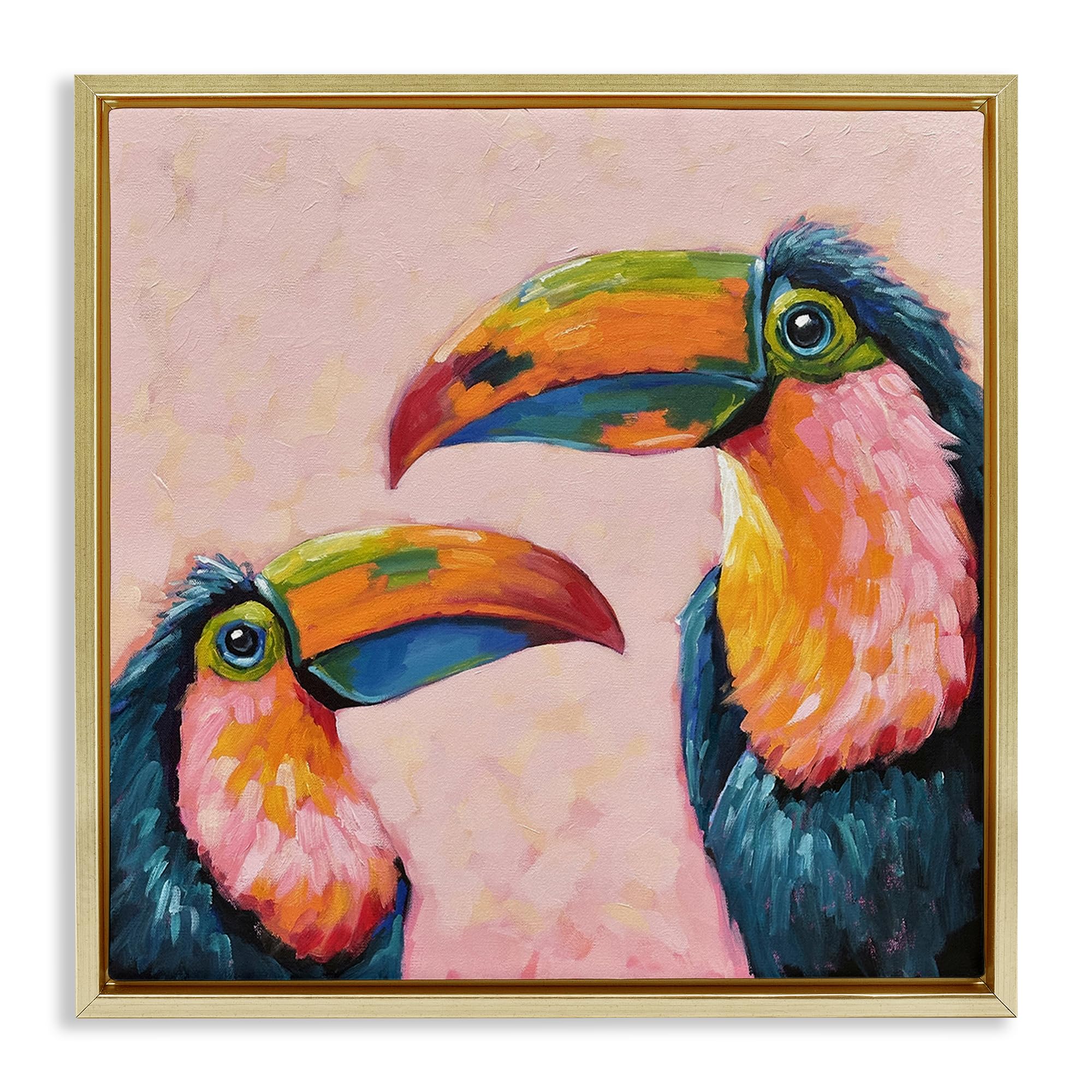 Stupell Industries Metallic Gold (Matte) Tropical Toucan Paradise Bird, 17 X 17 Inch Canvas In Floater Frame