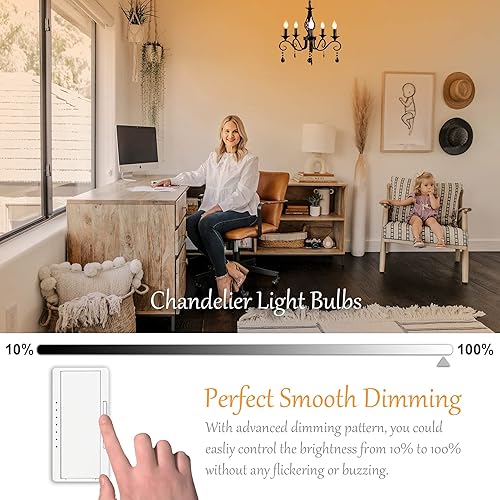Miniatura 4 de Sailstar Bombilla de candelabro E12 equivalente a 60 W, bombilla LED E12 regulable de 3000 K, blanco cálido, bombillas LED de 60 W, punta de llama,