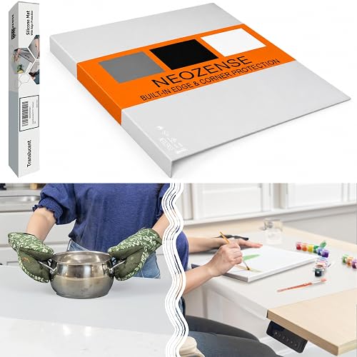 Silicone Mat for Kitchen Counter with "Edge Protection" – Quartz Countertop Protector Mats – Silicone Heat Resistant Mat – No Folds or Wrinkles – 1.5mm Thick, 24"x16", Translucent - Translucent - 24"L x 16"W