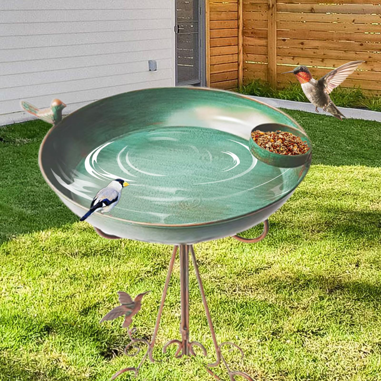 Bebedero para Pájaros Colibrí Vertical | con Pie Elevado y Soporte para Aves Para Jardín Al Aire Libre, Balcón, Jardín Trasero, Césped, Patio, Terraza, Porche, Aire