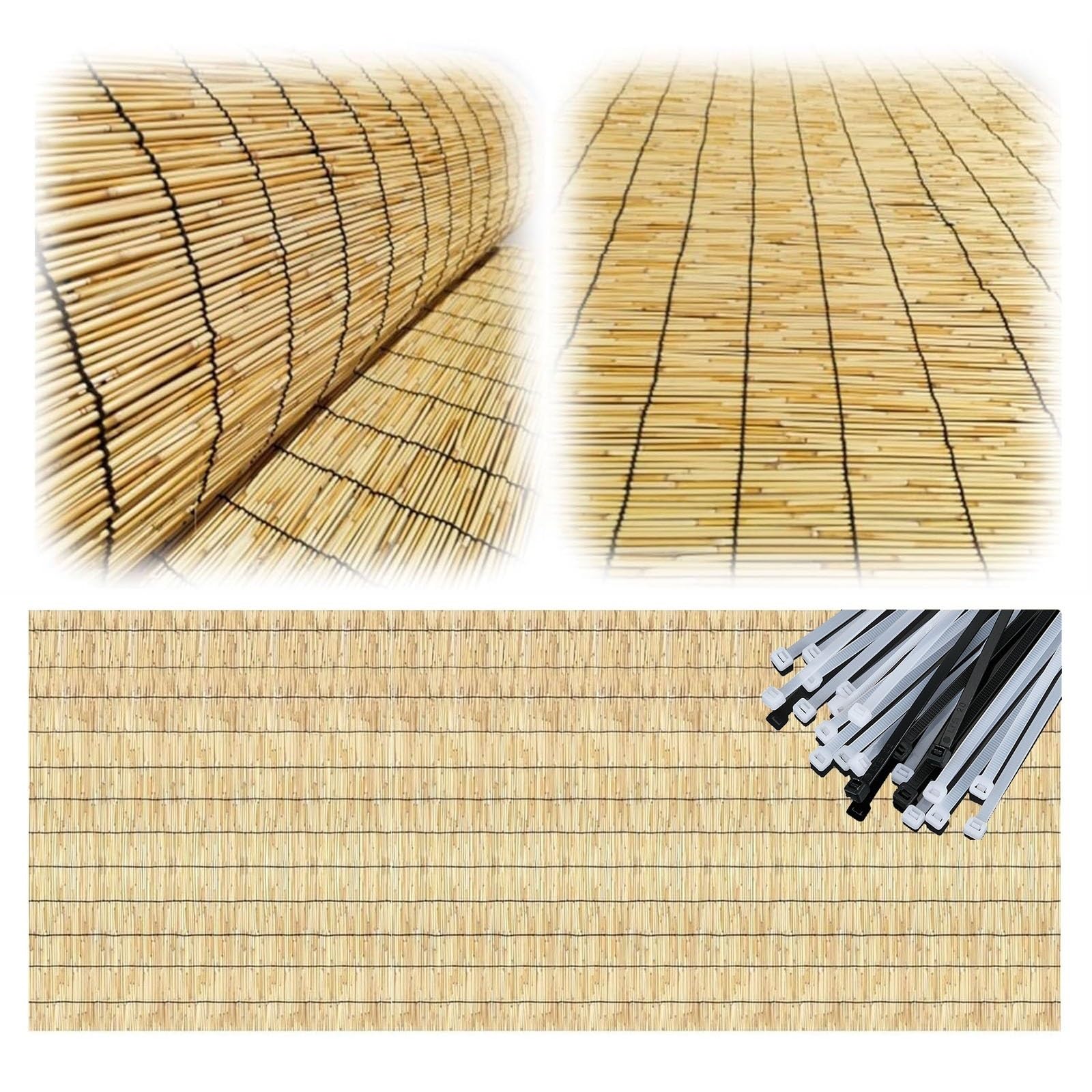 Bambusowy parawan ogrodowy na zewnątrz, ogrodzenie prywatności, 1 x 3 m, 1,5 x 5 m, 2 x 5 m, naturalna przegroda na patio, balkon i podwórko, dekoracyjna ściana graniczna (B2, 1 x 3 m)