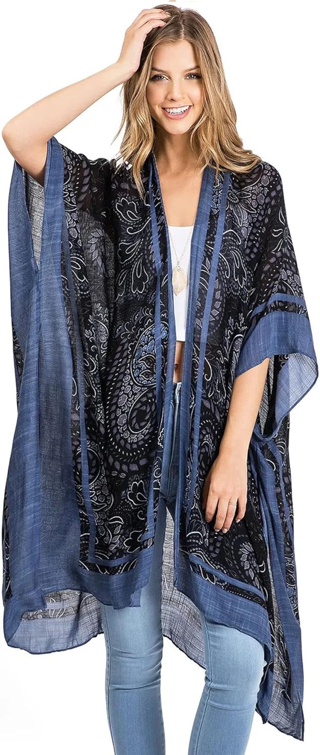 Spicy Sandia Kimonos for Women Floral Beach Cover Up Loose Swimsuit Bathing Suit Coverup Cardigan for Summer Swimwear - Image 2