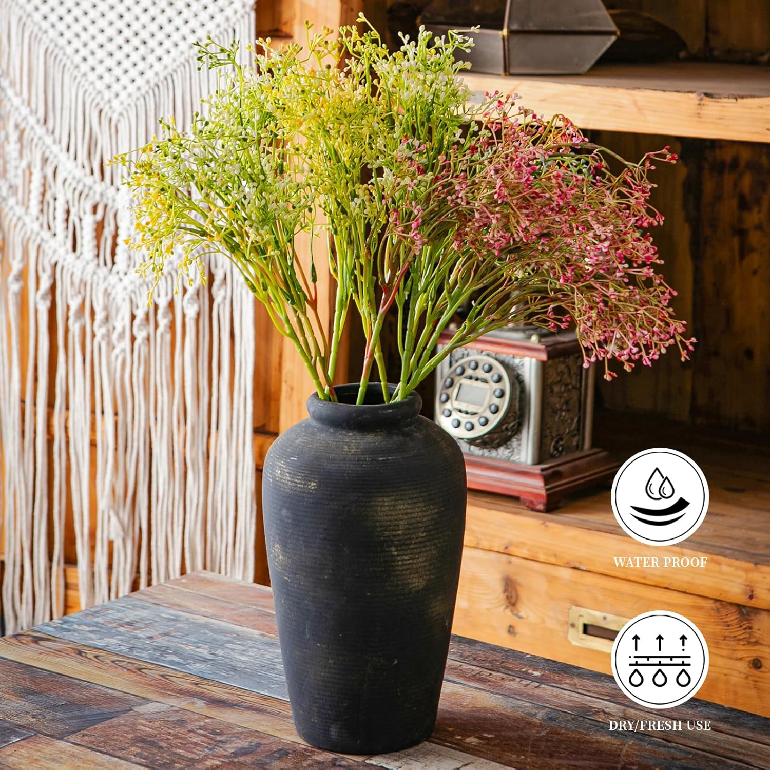 11 Inch Tall Large Ceramic Rustic Flower Vase for Home Office Decor, Boho Farmhouse Living Room Coffee Table Kitchen Bedroom Bathroom Wall Decor Aesthetic, Vintage House Shelf Decor -Bronze - Image 6