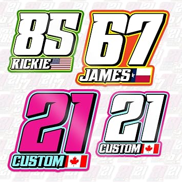 Custom Racing Number Name Flag Sticker Personalized Name for Decoration Motorcycle Team Club Car Fairing Waterproof Vinyl Decal for Water Bottles Tumblers Laptops Hard Hat Cars Kindle for Women Men