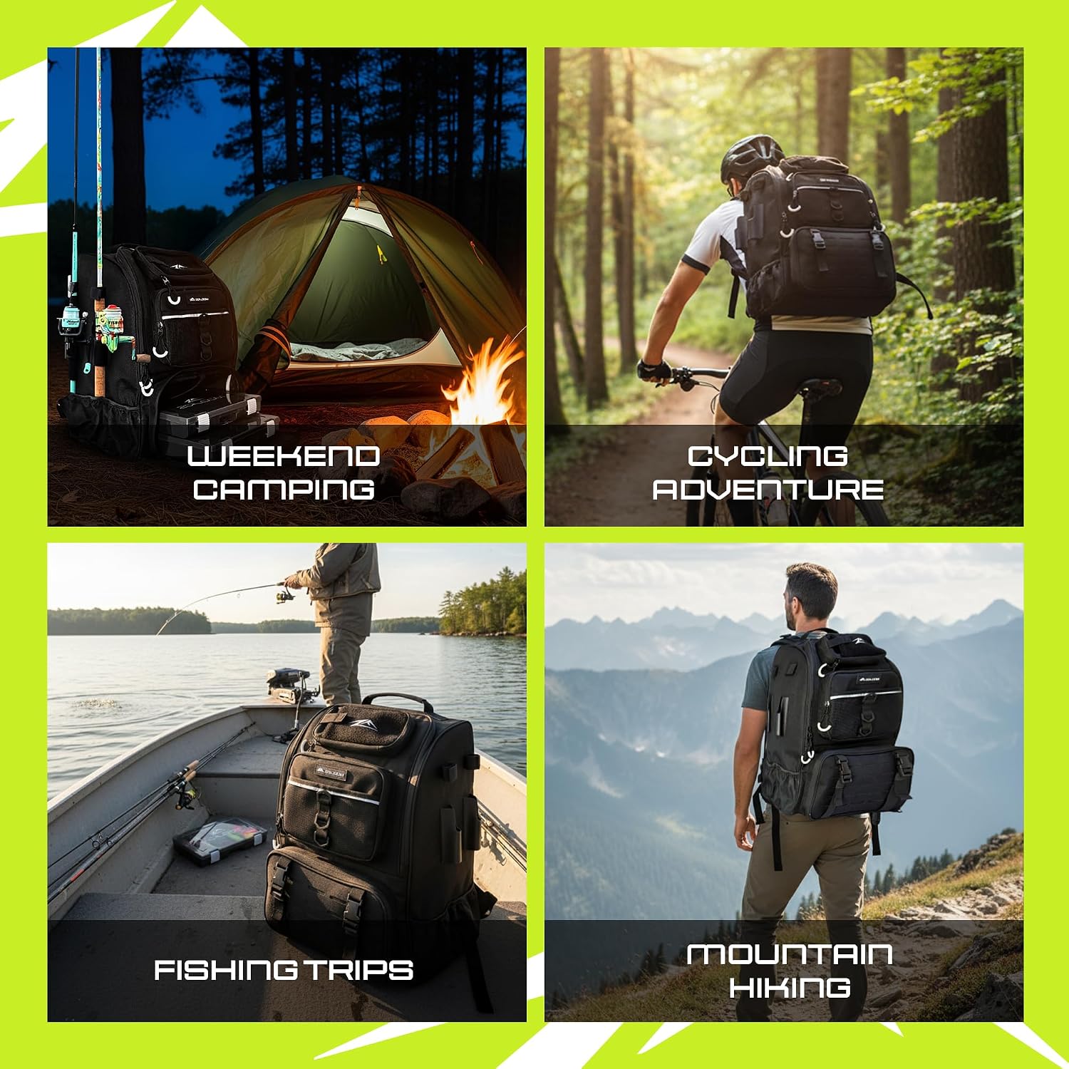 Waterproof Fishing Backpack with Tackle Boxes, Rod Holder & Foldable Net - 45L Fishing Tackle Bag with Trays Included, Extra Storage Gear and Equipment, Rain Cover, Fisherman Gift for Men