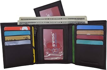 RFID Blocking Mens Trifold Wallet W/Removable Credit Card ID Holder