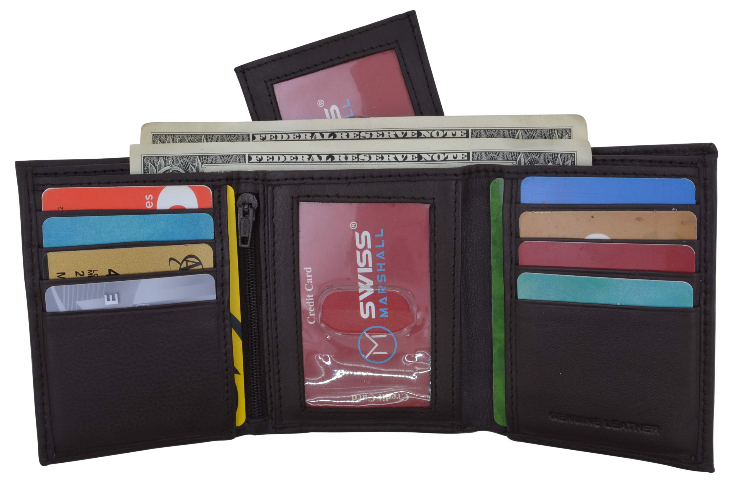 RFID Blocking Mens Trifold Wallet W/Removable Credit Card ID Holder