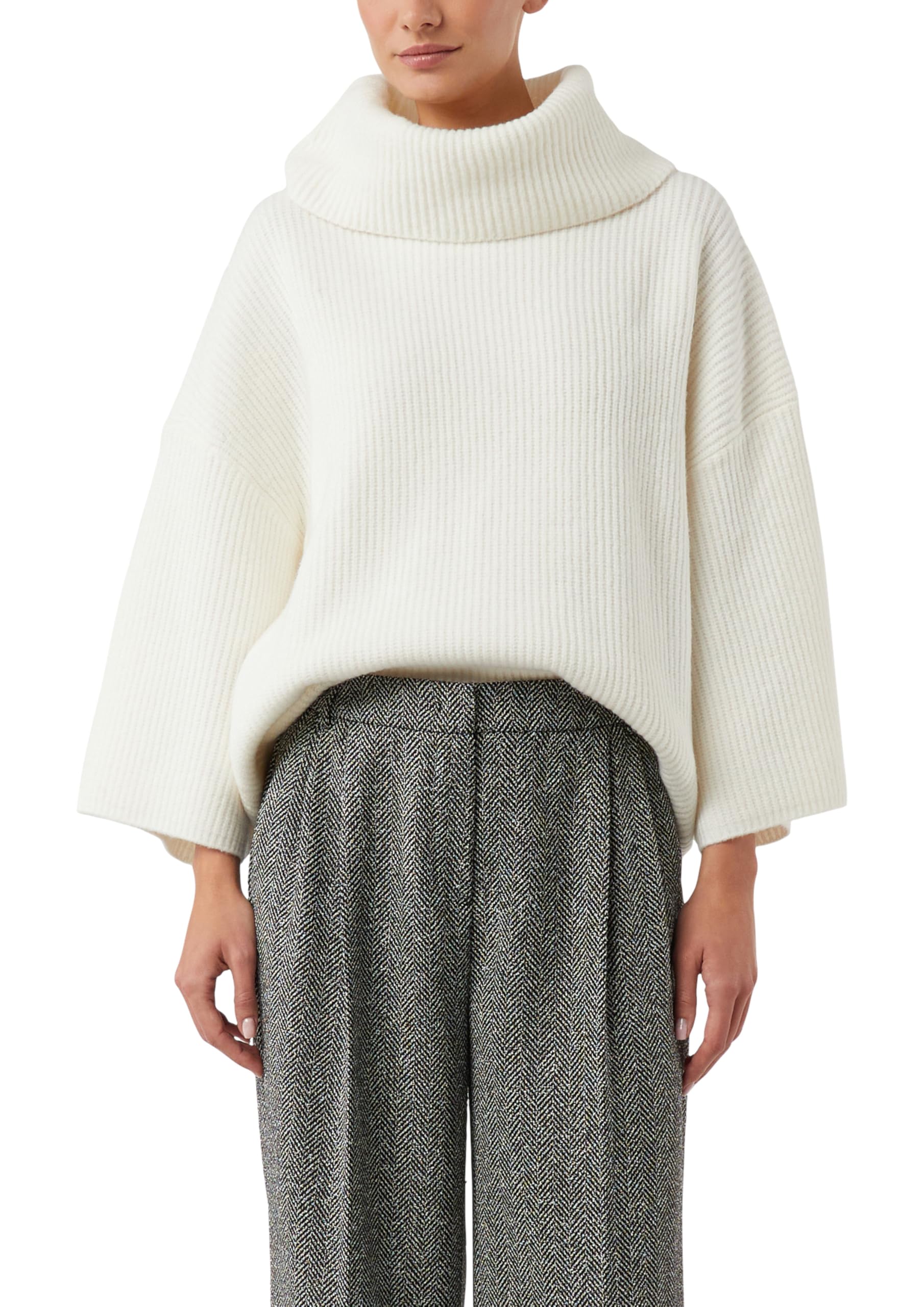 Comma Poncho-Pullover mit weitem Rollkragen