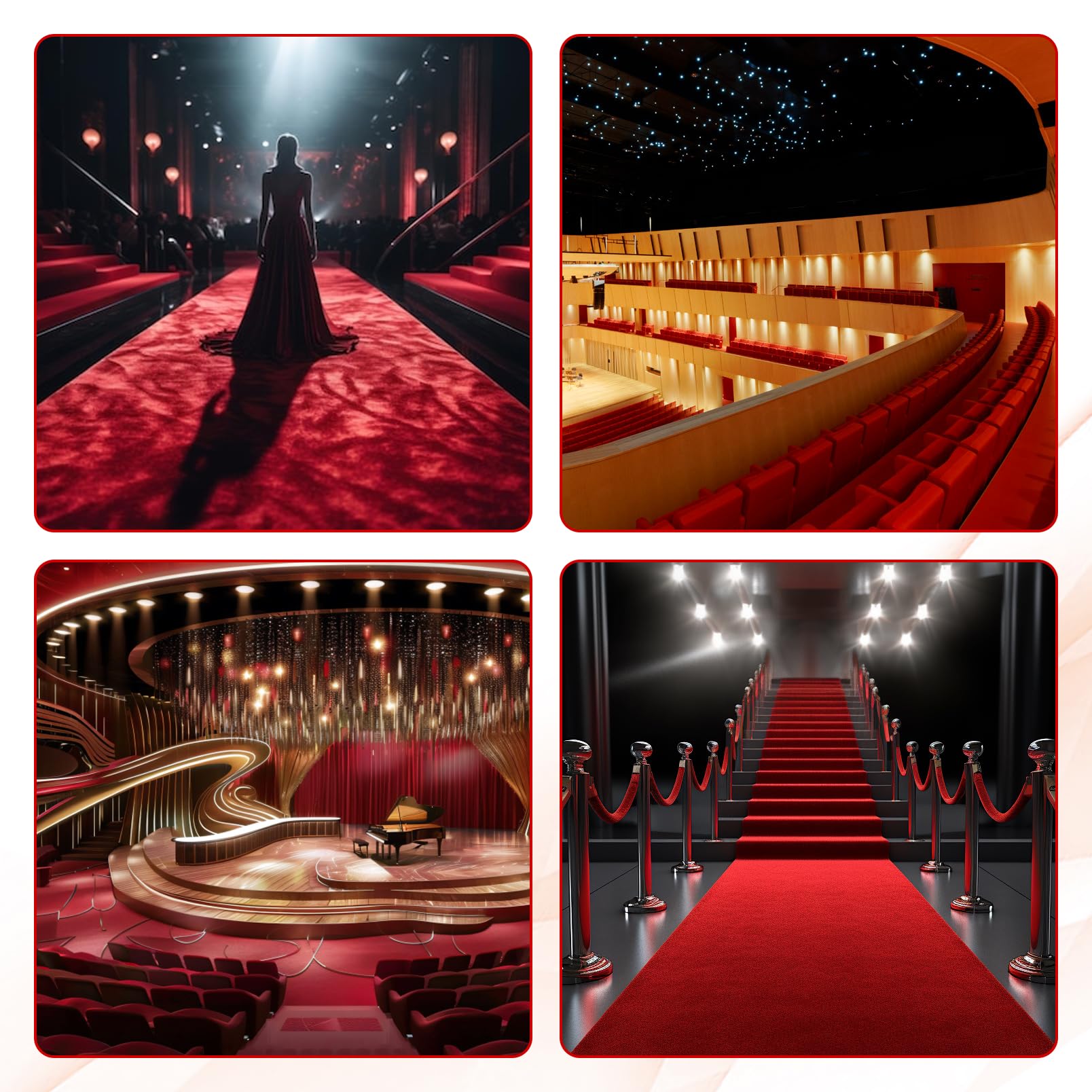Roter Teppich 1 x 10 m, Teppichläufer mit 5,5 mm Stärke, Wiederverwendbarer | Eventteppich aus Polyester, Zuschneidbar, Für Hochzeit, Party, Gala, Empfang, Innen- und Außenbereich