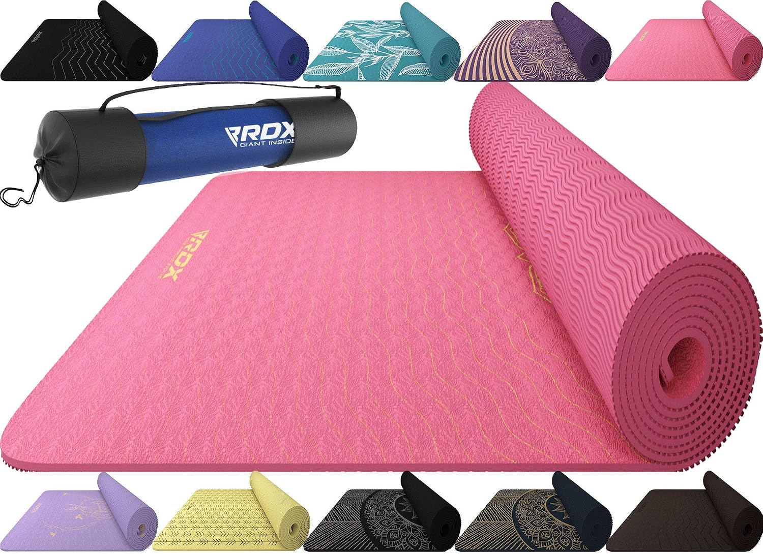 RDX Yoga Mat TPE 6mm Thick with Straps and Carry bag, REACH ROHS Compliant