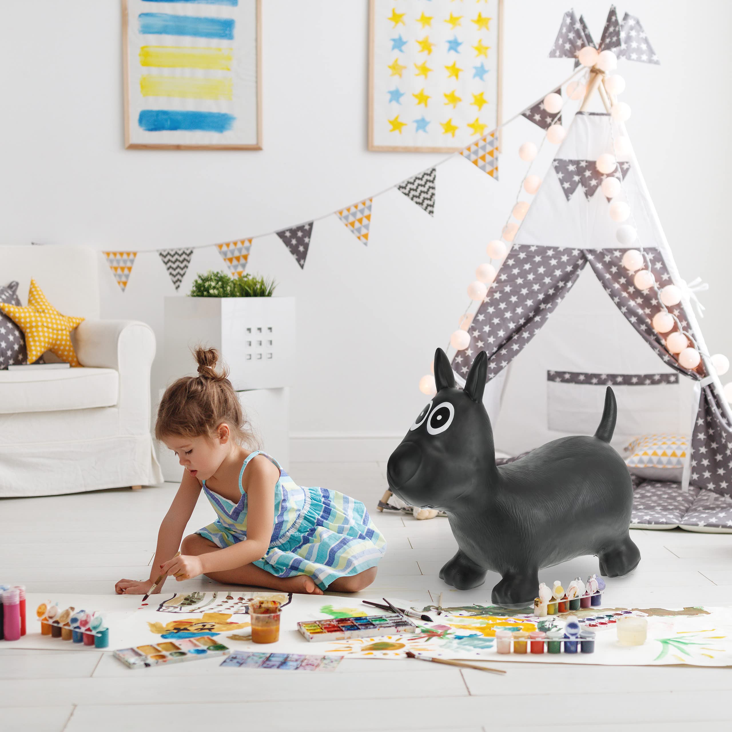 Relaxdays - Animal Sauteur En Forme De Licorne, Pompe à Air Et Housse