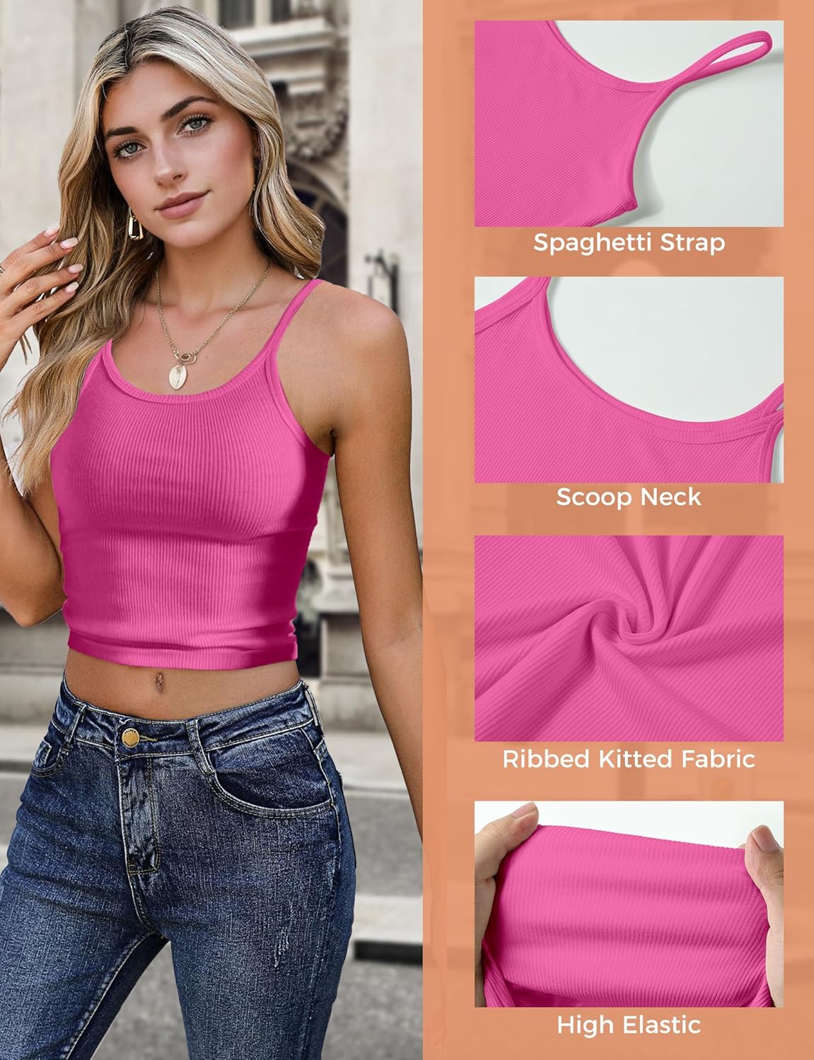 Tank Tops for Women, Sleeveless Crop Tank Tops for Women, Ribbed Basic Tank Tops, Scoop Neck Going Out Tops Shirts - Image 4