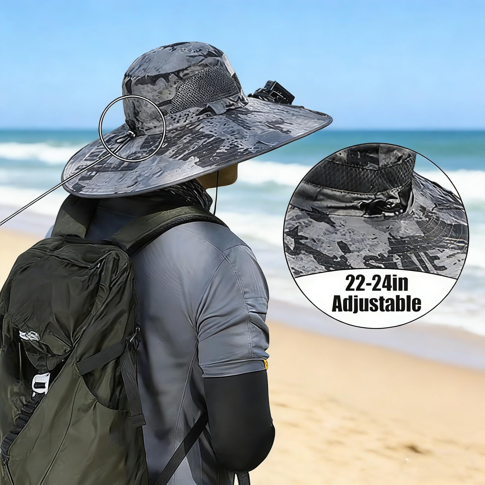 Cappello da sole a tesa larga per esterni, 2026, staccabile, con 2 ventole solari, per uomini e donne, protezione UV UPF 50+, impermeabile, per pesca, escursionismo, spiaggia, con ventilatore
