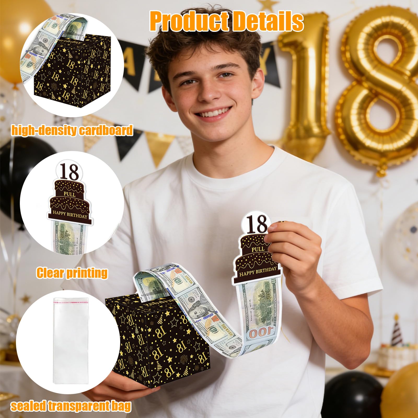 Hucha De 18 Cumpleaños Caja De Regalo Para Dinero En Efectivo, Caja De Regalo Extraíble Con Efecto Sorpresa, Presentación De Dinero Divertida