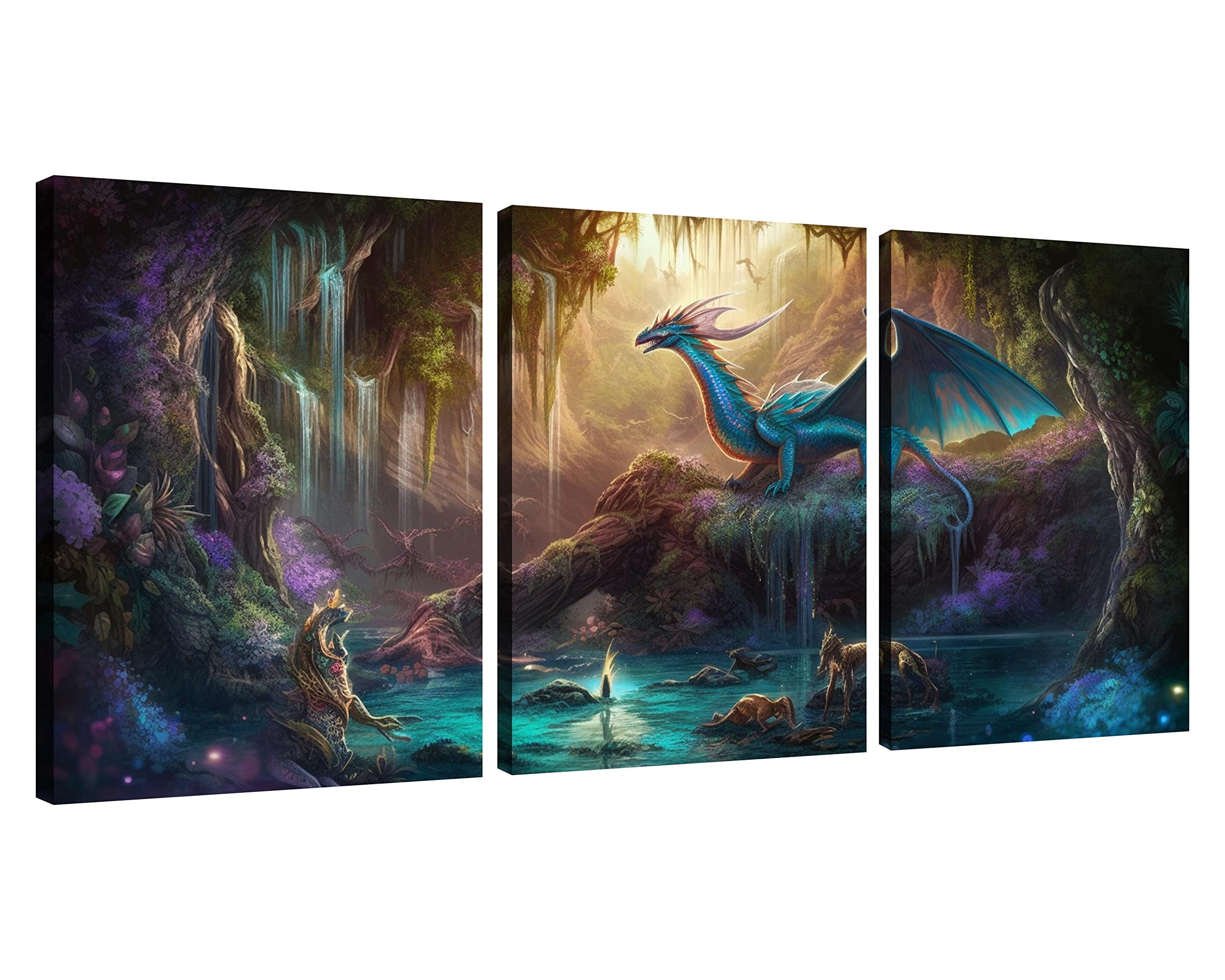 Dragon Canvas Wall Art Psychedelic Room Decor Spirit of the Forest Pictures on Canvas Wall Art for Home Office Decorations Living Room Bedroom and
