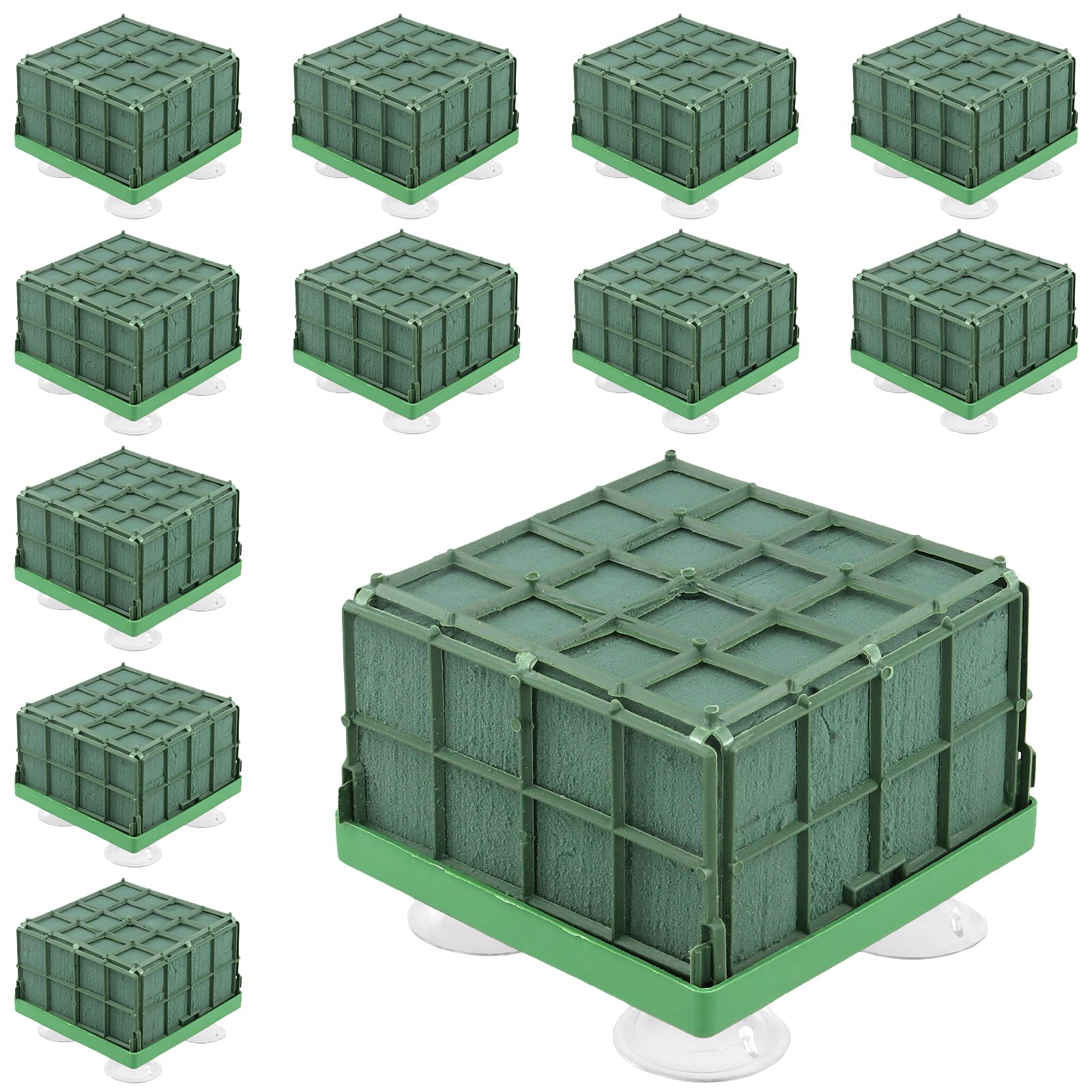 MOUYAT 12 blocchi in schiuma per fiori, gabbie quadrate in schiuma floreale con ventose, 10,2 x 10,2 x 7,6 cm, in schiuma per composizioni floreali, centrotavola per matrimoni, decorazioni per la casa