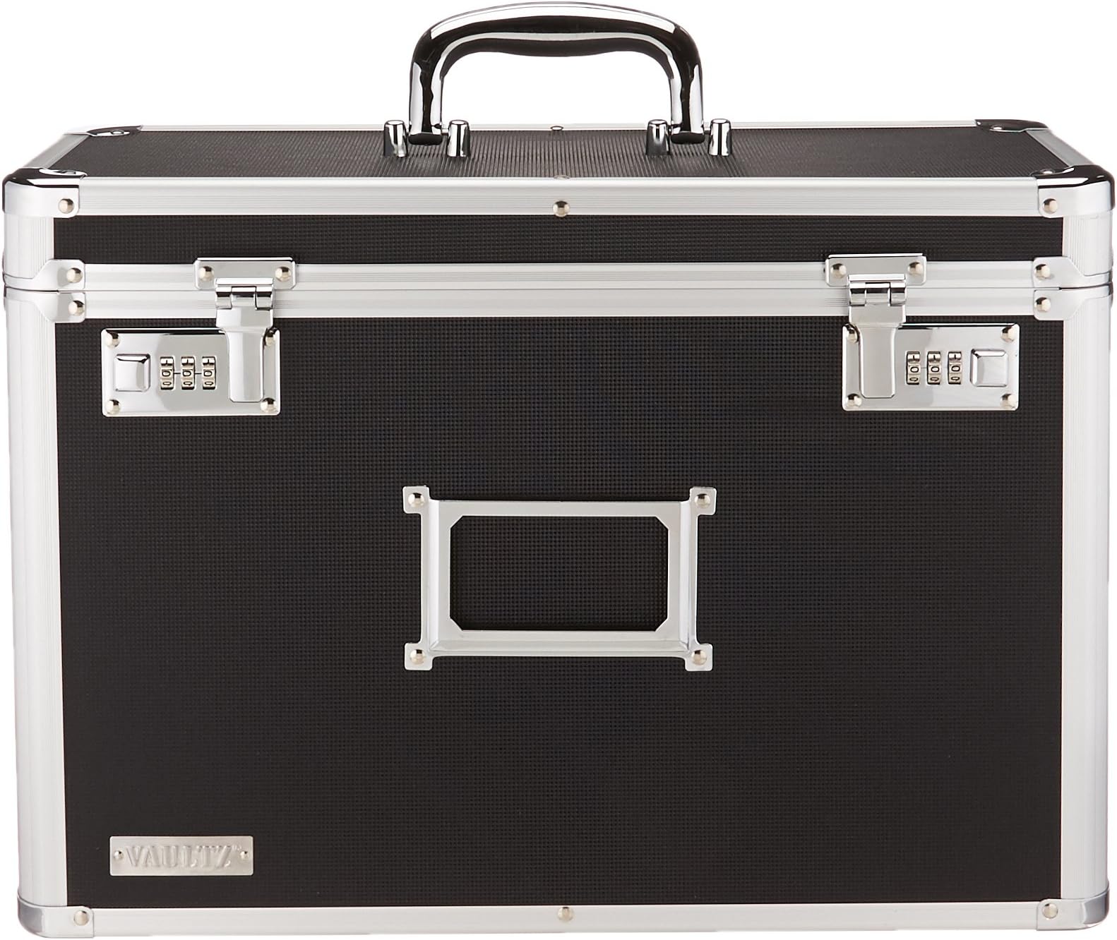 Vaultz File Organizer Storage Box - 14 x 7.25 x 12 Inch Legal Size, Portable Locking Storage Totes with Dual Combination Locks for Filing Office Documents - Black