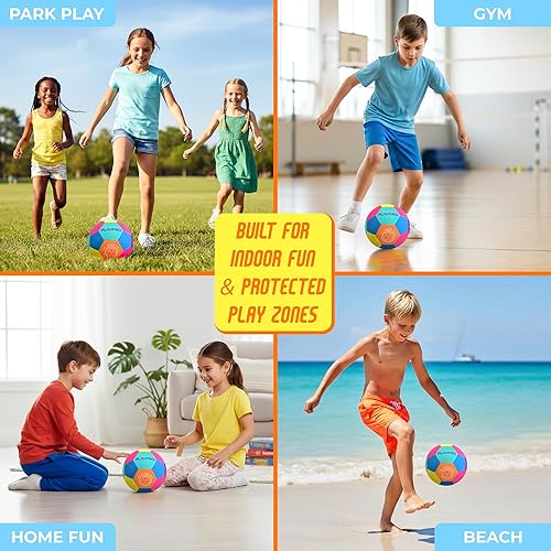 Miniatura 6 de Balón de Entrenamiento de Fútbol para Interior, Tamaño 4 Rosa,Azul,https://www.amazon.com/dp/undefined