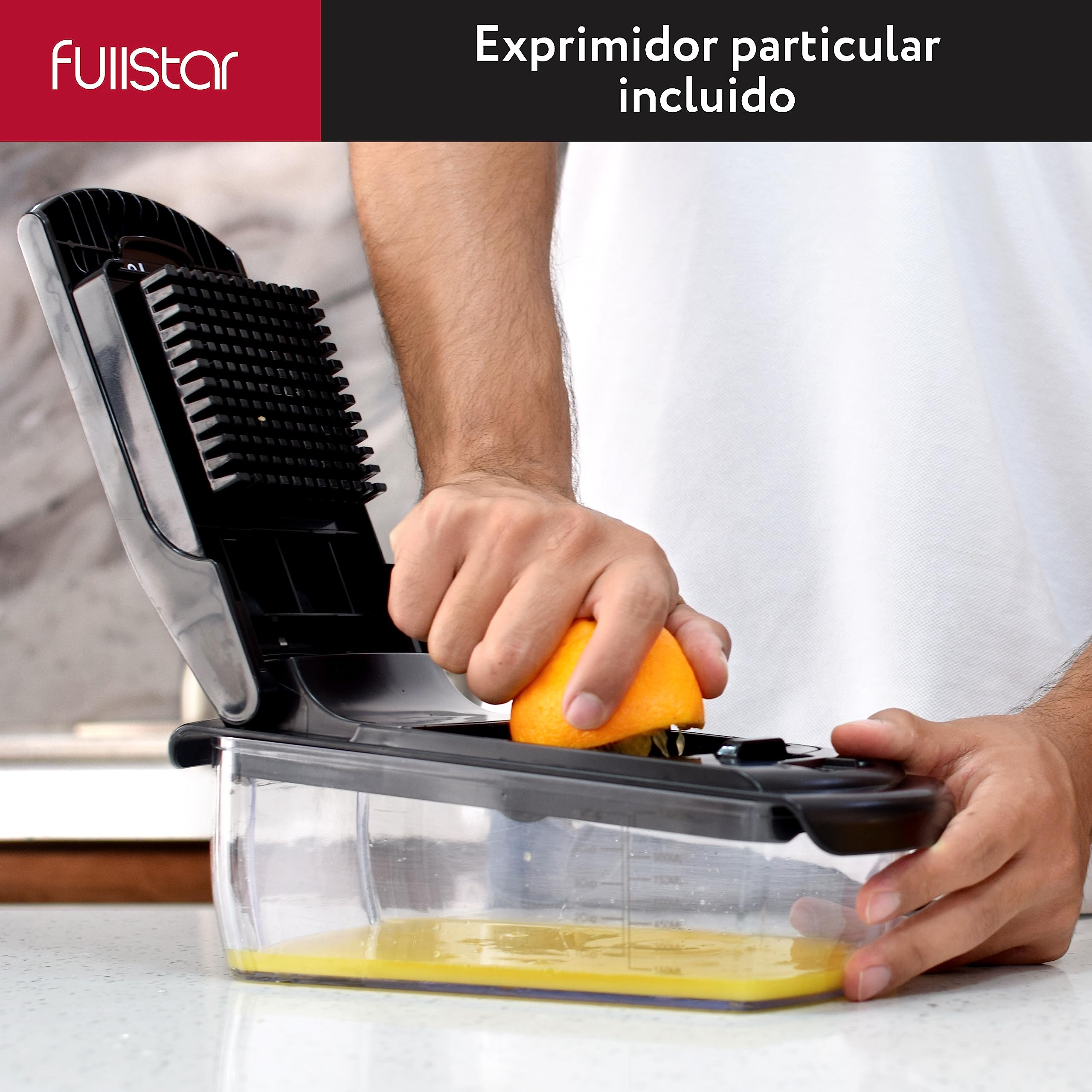 Fullstar Multifuncional Cortador de Verdura y Espiralizador - Picador de Verduras Manual para Cebolla Pepino Patatas Fritas Frutas - Gadgets y Accesorios de Cocina (PRO 9-en-1, Negro) — view 5