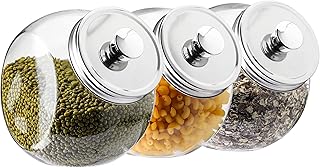 Glass Cookie Jars for Kitchen Counter Set of 3 Glass Penny Jar, Candy Jar with Metal Airtight Lid (55 Ounce)