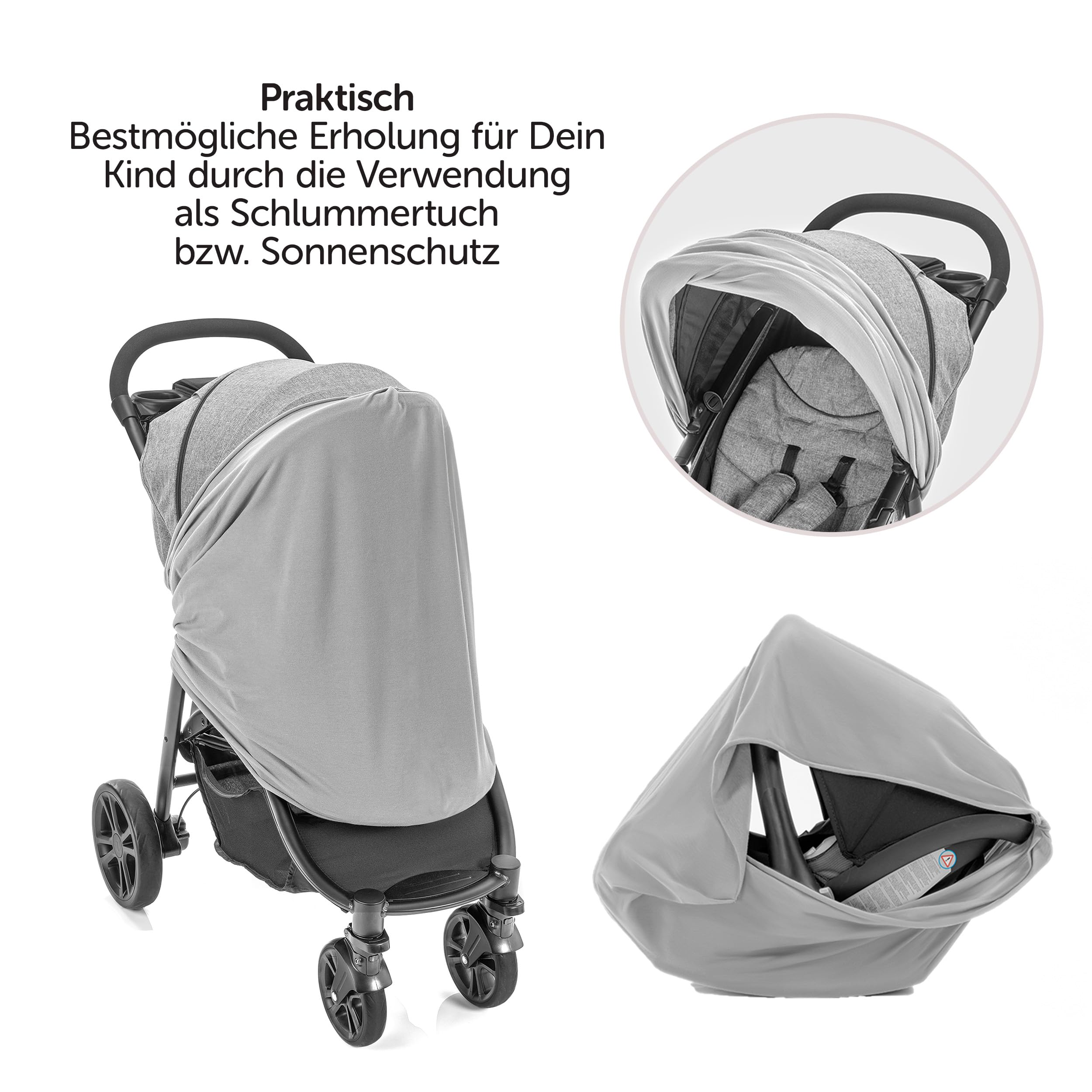 LaLoona Stillschal, atmungsaktives Stilltuch für unterwegs - Abdeckung/Tuch zum Stillen - Still-Loop/Bolero aus Baumwolle - Grau