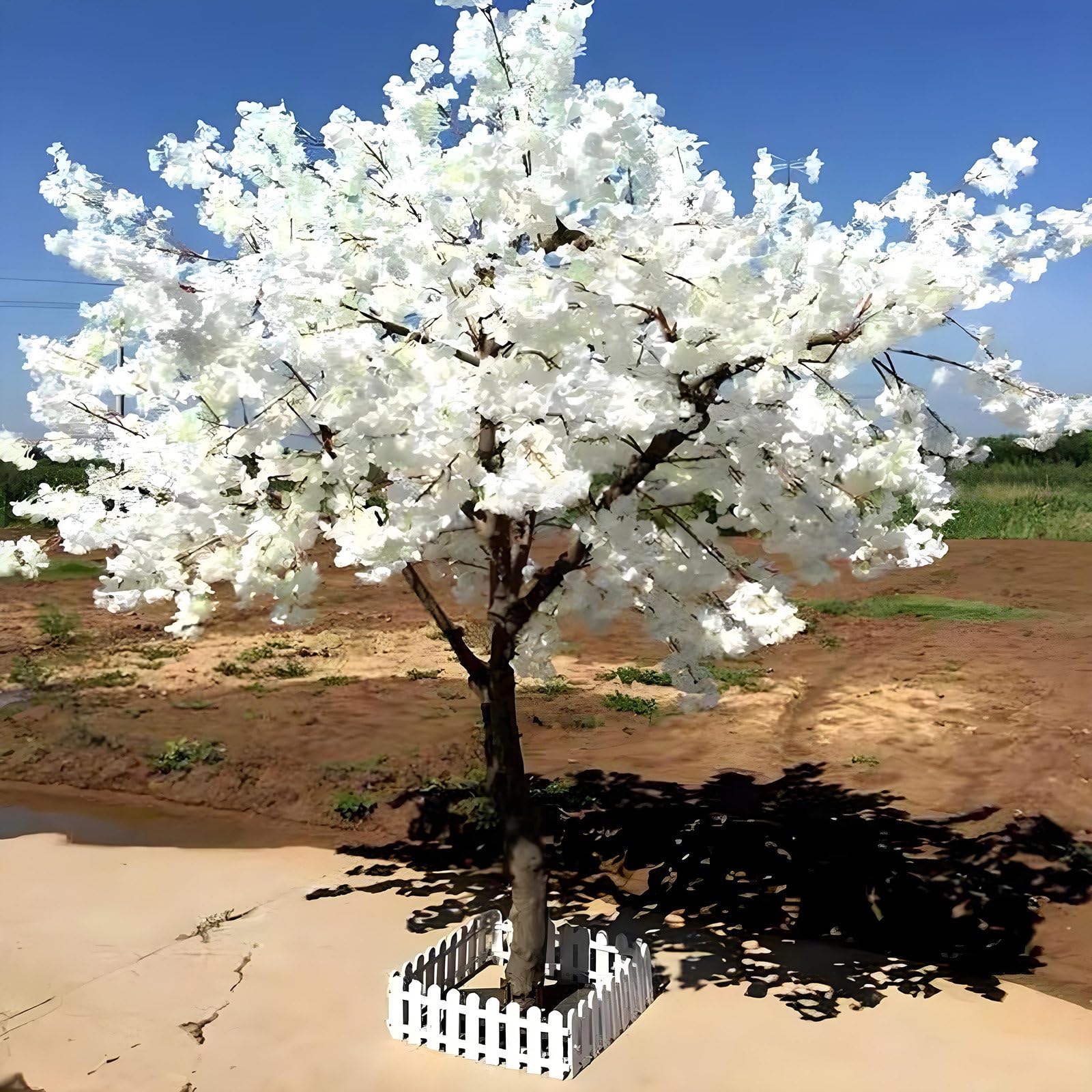 Artificial Cherry Blossom Tree,Large Plant for Home, Wedding, Party, Garden, Office Decoration,Suitable for Wedding Event Indoor Outdoor Party Restaurant Mall Decoration White-2m*2m