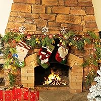 Vista 5 de Guirnalda de Navidad iluminada de 6 pies, guirnalda de Navidad a pilas con luces, guirnalda preiluminada con bolas rojas para interiores, hogar