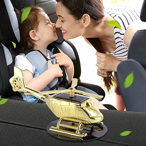 Miniatura 2 de Ambientador Gigicloud - Difusor de fragancia para automóvil giratorio solar, adorno en forma de helicóptero, decoración sólida de aromaterapia para