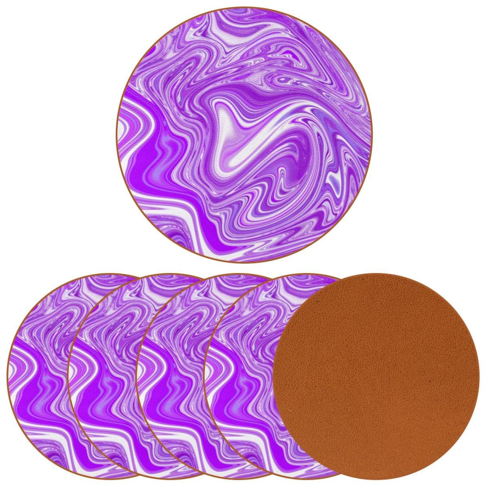 Lot de 6 sous-verres violets pour boissons, verres à vin, tasses et tasses, réutilisables au bureau, cuisine, bar, 10,9 cm